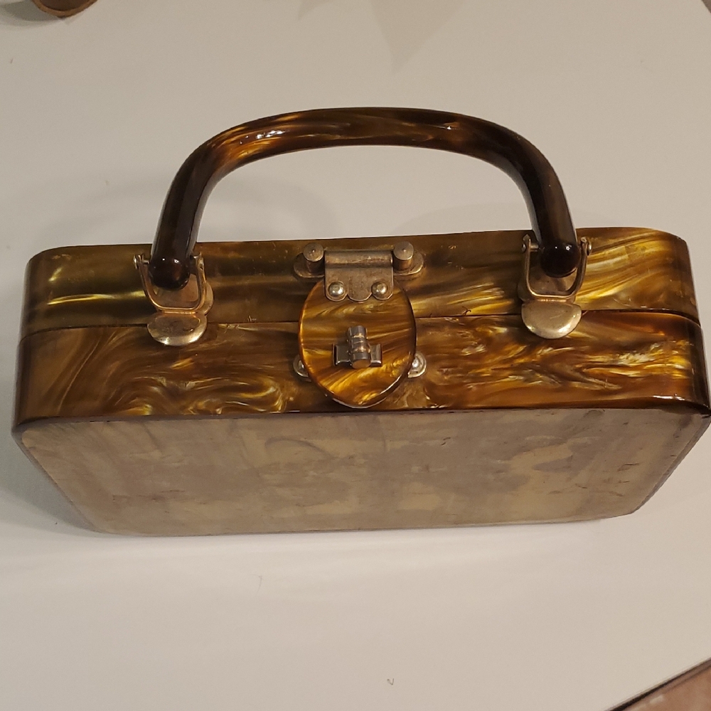 Vintage Brown Lucite Clutch